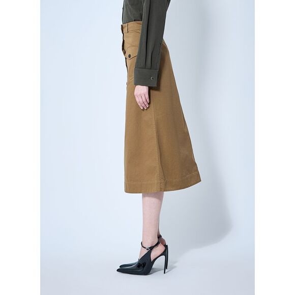 Saint Laurent Women Cotton Serge Midi Skirt - Picture 3 of 6